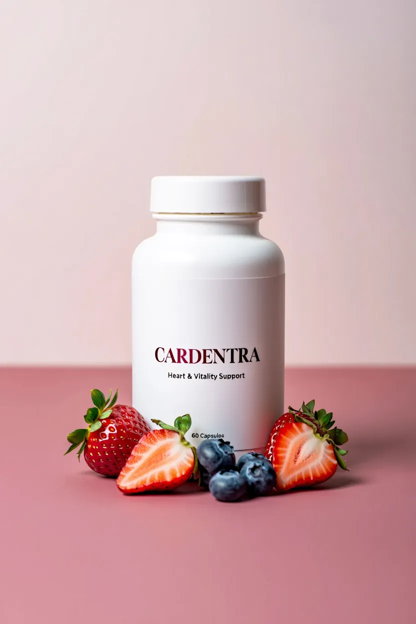 Cardentra supplement bottle with natural heart and vitality support formula